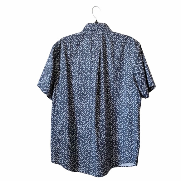 Lands' End Traditional Fit Shirt Men's Size L Blue Paisley Cotton Short Sleeve - Picture 4 of 6